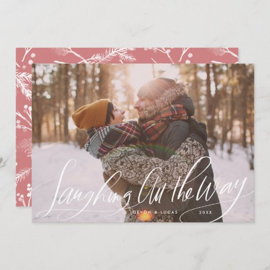 Het lachen helemaal de Kaart van de Kerst van het  (Voorkant / Achterkant)