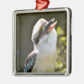 Het lachen Kookaburra die op tak Briefkaart Squ wo Metalen Ornament (Links)