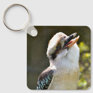 Het lachen Kookaburra die op tak Briefkaart Squ wo Sleutelhanger