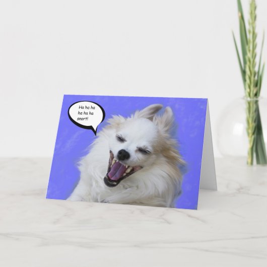 Het lachen Lang Haar Chihuahua door Nadruk voor Kaart (Voorkant)