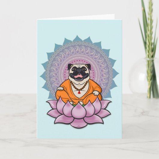 Het lachen Pug het Wenskaart van Mandala Kaart (Voorkant)