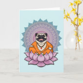 Het lachen Pug het Wenskaart van Mandala Kaart (Gele Bloem)