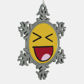 het lachen uit luide emoji tin sneeuwvlok ornament (Links)