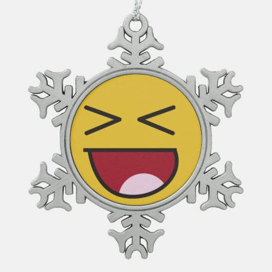 het lachen uit luide emoji tin sneeuwvlok ornament (Voorkant)
