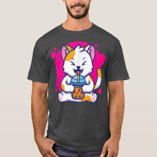 Het lachen van Cat Neko Kawaii Boba Tea in Anime S T-shirt