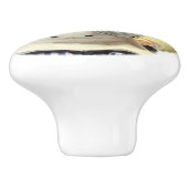 Het lachen van chef-kok met pan-potterijfigine keramische knop (Zijkant)