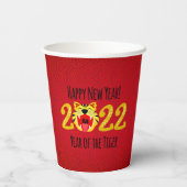 Het lachen van het Chinese Nieuwjaar 2022 in Tiger Papieren Bekers (Achterkant)