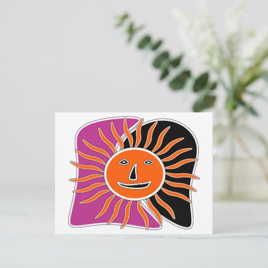 Het lachende zonneschijf gezicht (Staand voorkant)