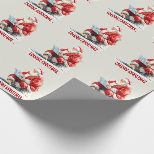 Het laden van Kerstmis Funny Santa Design Cadeaupapier (Hoek)