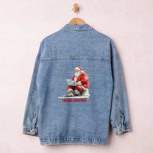 Het laden van Kerstmis Funny Santa Design Denim Jacket (Hangar)