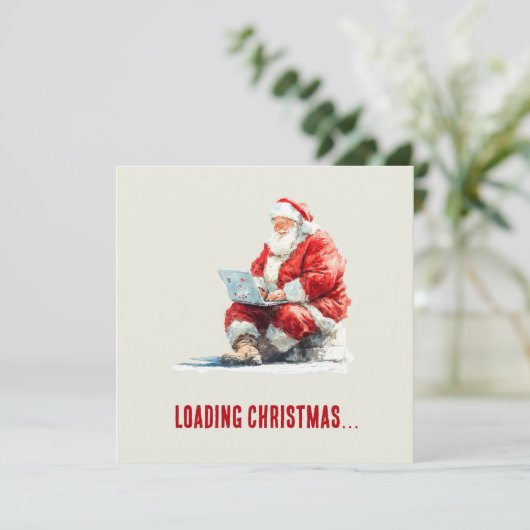 Het laden van Kerstmis Funny Santa Design Feestdagenkaart (Staand voorkant)