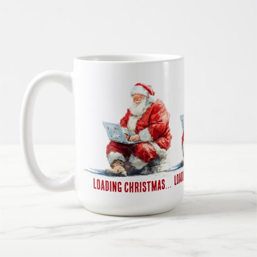 Het laden van Kerstmis Funny Santa Design Koffiemok (Links)
