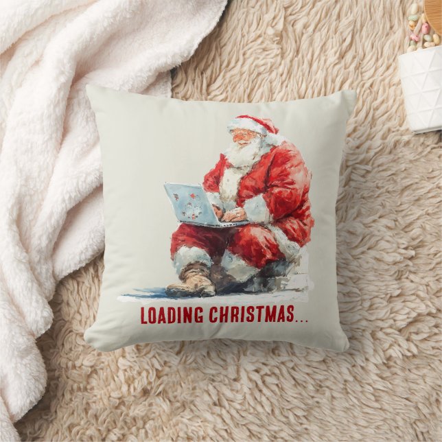 Het laden van Kerstmis Funny Santa Design Kussen (Deken)