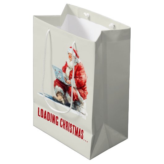 Het laden van Kerstmis Funny Santa Design Medium Cadeauzakje (Voorkant Gekanteld)