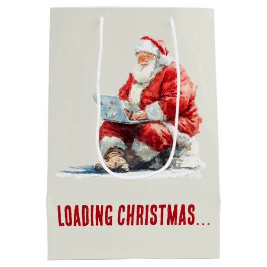 Het laden van Kerstmis Funny Santa Design Medium Cadeauzakje (Achterkant)