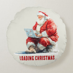 Het laden van Kerstmis Funny Santa Design Rond Kussen