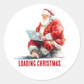 Het laden van Kerstmis Funny Santa Design Ronde Sticker (Voorkant)