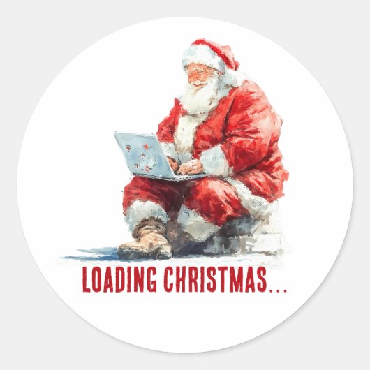 Het laden van Kerstmis Funny Santa Design Ronde Sticker (Voorkant)