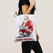 Het laden van Kerstmis Funny Santa Design Tote Bag (Dichtbij)