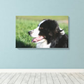 Het Lagen van de Puppy van de grens Canvas Afdruk (Insitu (Houten vloer))