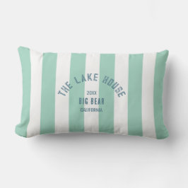 Het Lake House Blue Crest Green Nautical Stripe Buitenkussen