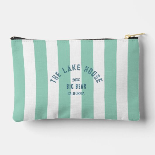 Het Lake House Blue Crest Green Nautical Stripe Etui (Achterkant)