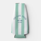 Het Lake House Blue Crest Green Nautical Stripe Flesjeskoeler (Voorkant)