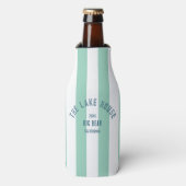 Het Lake House Blue Crest Green Nautical Stripe Flesjeskoeler (Fles Voorkant)