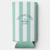 Het Lake House Blue Crest Green Nautical Stripe Seltzer Blikjeskoeler (Achterkant)