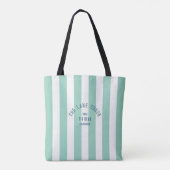 Het Lake House Blue Crest Green Nautical Stripe Tote Bag (Achterkant)