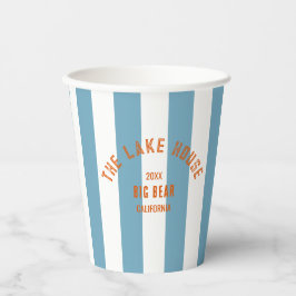 Het Lake House Crest Blue Nautical Stripe Papieren Bekers