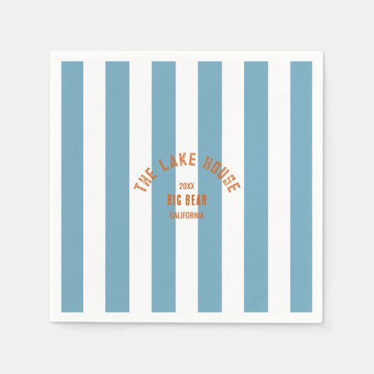 Het Lake House Custom Crest Blue Nautical Stripe Servet (Voorkant)