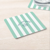 Het Lake House Custom Crest Green Nautische Streep Kartonnen Onderzetters (Schuin)