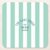 Het Lake House Custom Crest Green Nautische Streep Kartonnen Onderzetters (Voorkant)