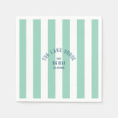Het Lake House Custom Crest Green Nautische Streep Servet (Voorkant)