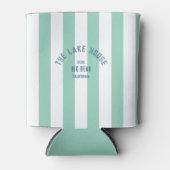 Het Lake House Green Crest Green Nautical Stripe Blikjeskoeler (Voorkant)