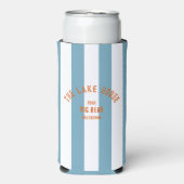 Het Lake House Sinaasappel Crest Blue Nautical Str Seltzer Blikjeskoeler (Seltzer Voorkant)