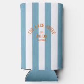 Het Lake House Sinaasappel Crest Blue Nautical Str Seltzer Blikjeskoeler (Achterkant)