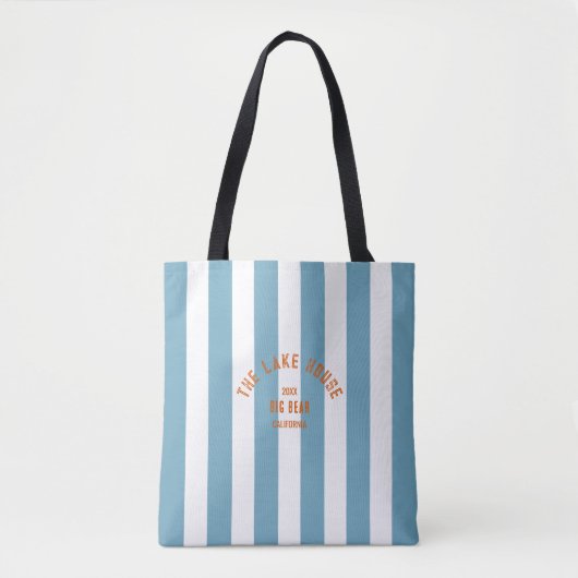 Het Lake House Sinaasappel Crest Blue Nautical Str Tote Bag (Voorkant)