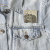 Het Lakeside-gebouw, Chicago Vierkante Button 5,1 Cm (In situ)