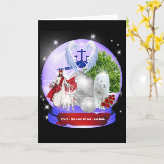 Het Lam Gods is verrezen uit het Wenskaart Kaart (Gele Bloem)