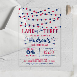 Het land van de drie! 4 juli 3 jarig feest acryl uitnodigingen