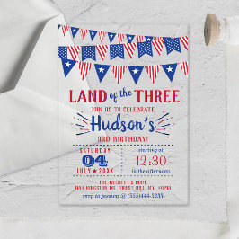 Het land van de drie! 4 juli 3 jarig feest acryl uitnodigingen