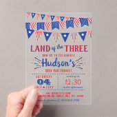 Het land van de drie! 4 juli 3 jarig feest acryl uitnodigingen (Insitu (Draagbaar))