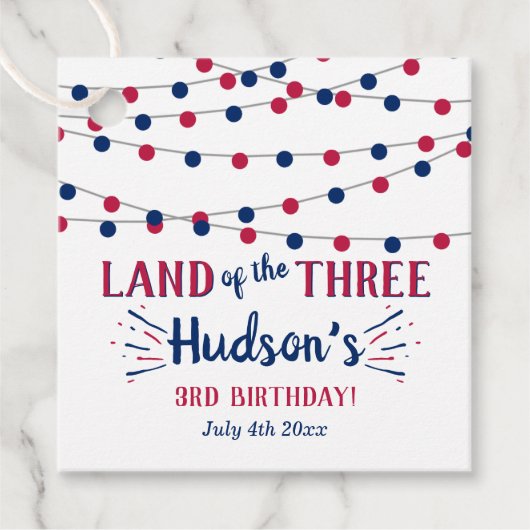 Het land van de drie! 4 juli 3 jarig feest bedankjes labels (Voorkant)