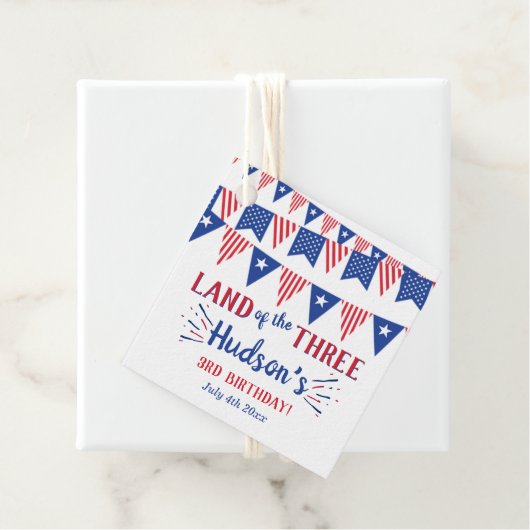 Het land van de drie! 4 juli 3 jarig feest bedankjes labels (In situ)