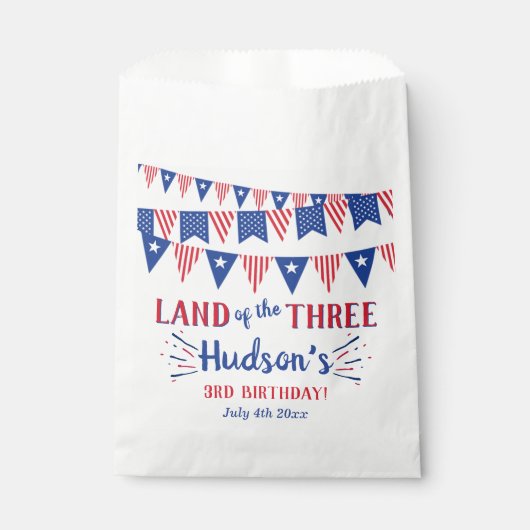 Het land van de drie! 4 juli 3 jarig feest bedankzakje (Voorkant)