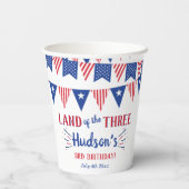 Het land van de drie! 4 juli 3 jarig feest papieren bekers (Achterkant)