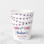 Het land van de drie! 4 juli 3 jarig feest papieren bekers (Achterkant)