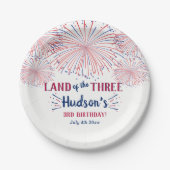 Het land van de drie! 4 juli 3 jarig feest papieren bordje (Voorkant)